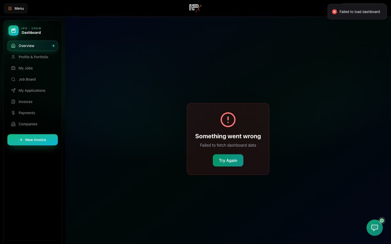 Crew Dashboard — Offers, Invoices & Payments preview