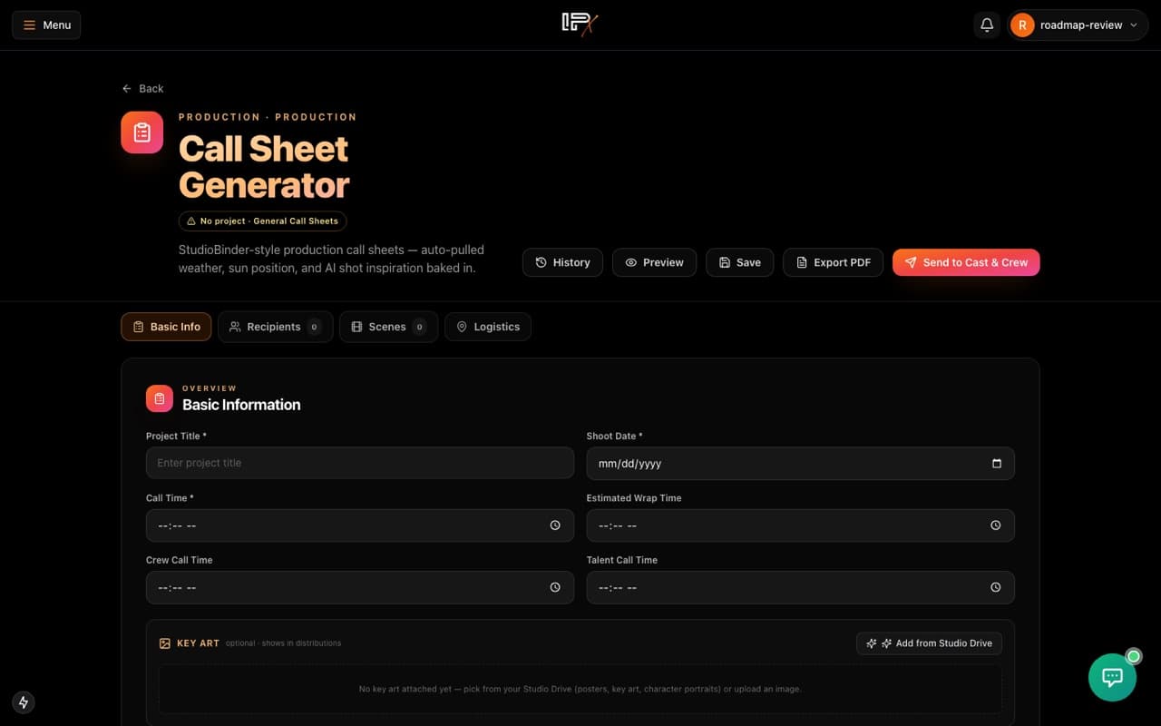 Call Sheets by SMS & Email preview